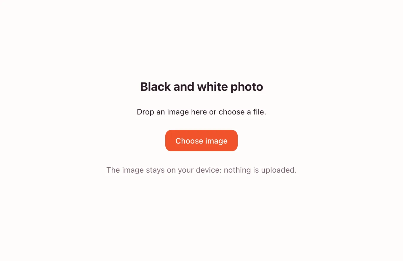 Black and white filter — the tool waiting for a photo