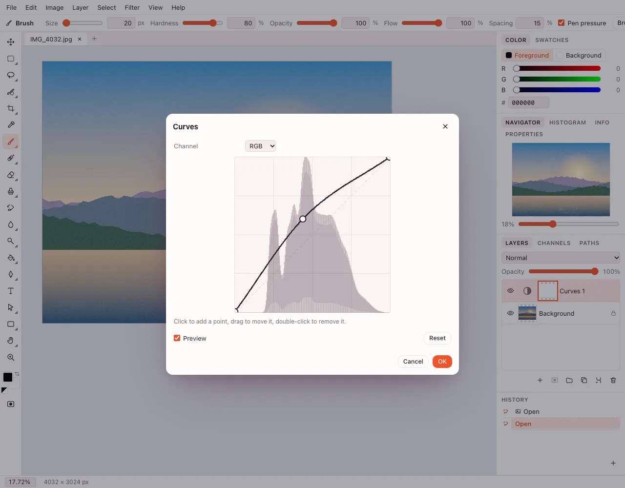 Photo filters examples — the Curves dialog