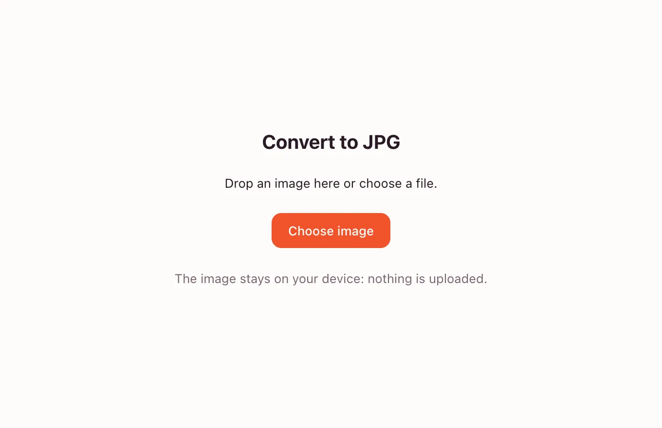 WebP to JPG — choosing a file in the converter