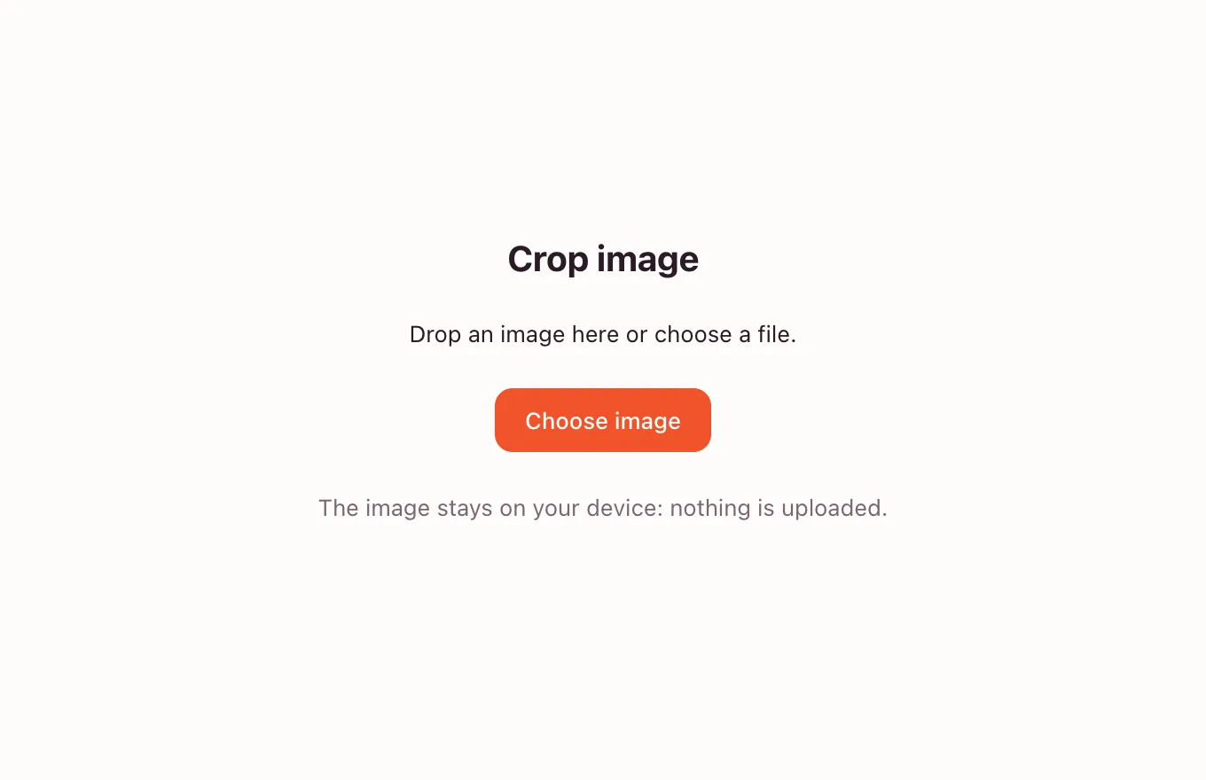 Crop photo — the tool waiting for a file: drop one or choose an image