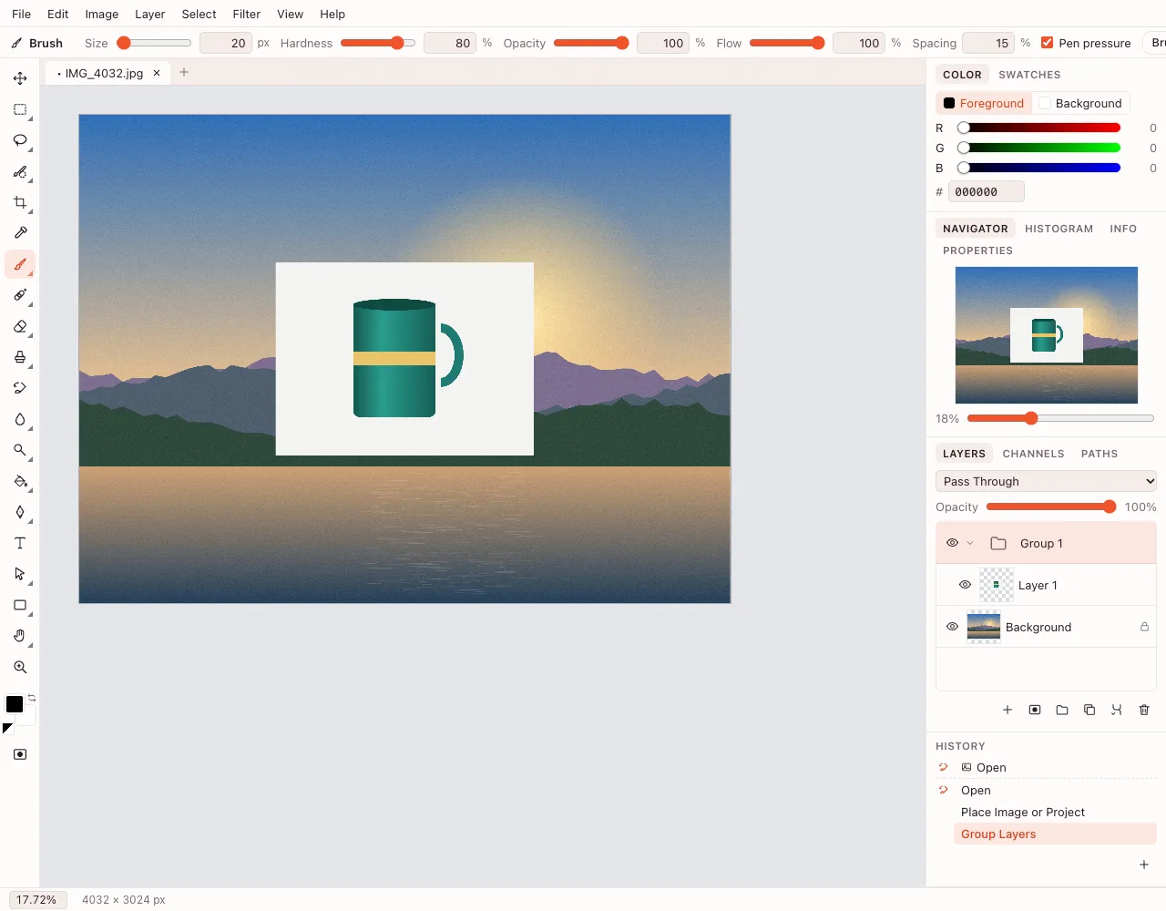 Layers online — the Layers panel with several layers and a group