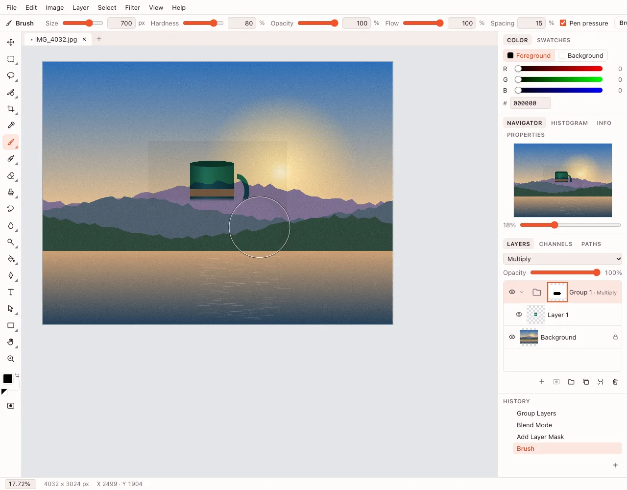 Layers online — a layer with a mask in the Layers panel