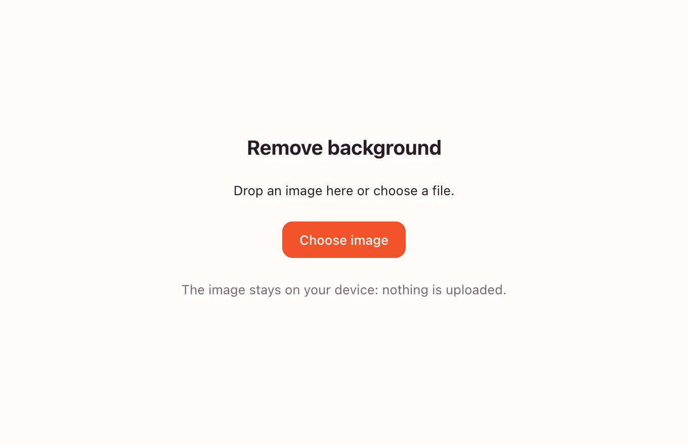 Remove background — the tool waiting for a photo: drop one or pick a file
