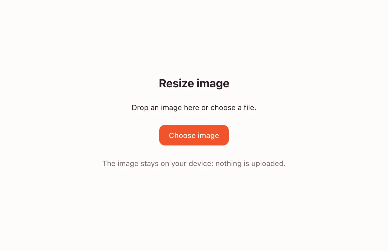Resize image — choosing a photo in the quick tool