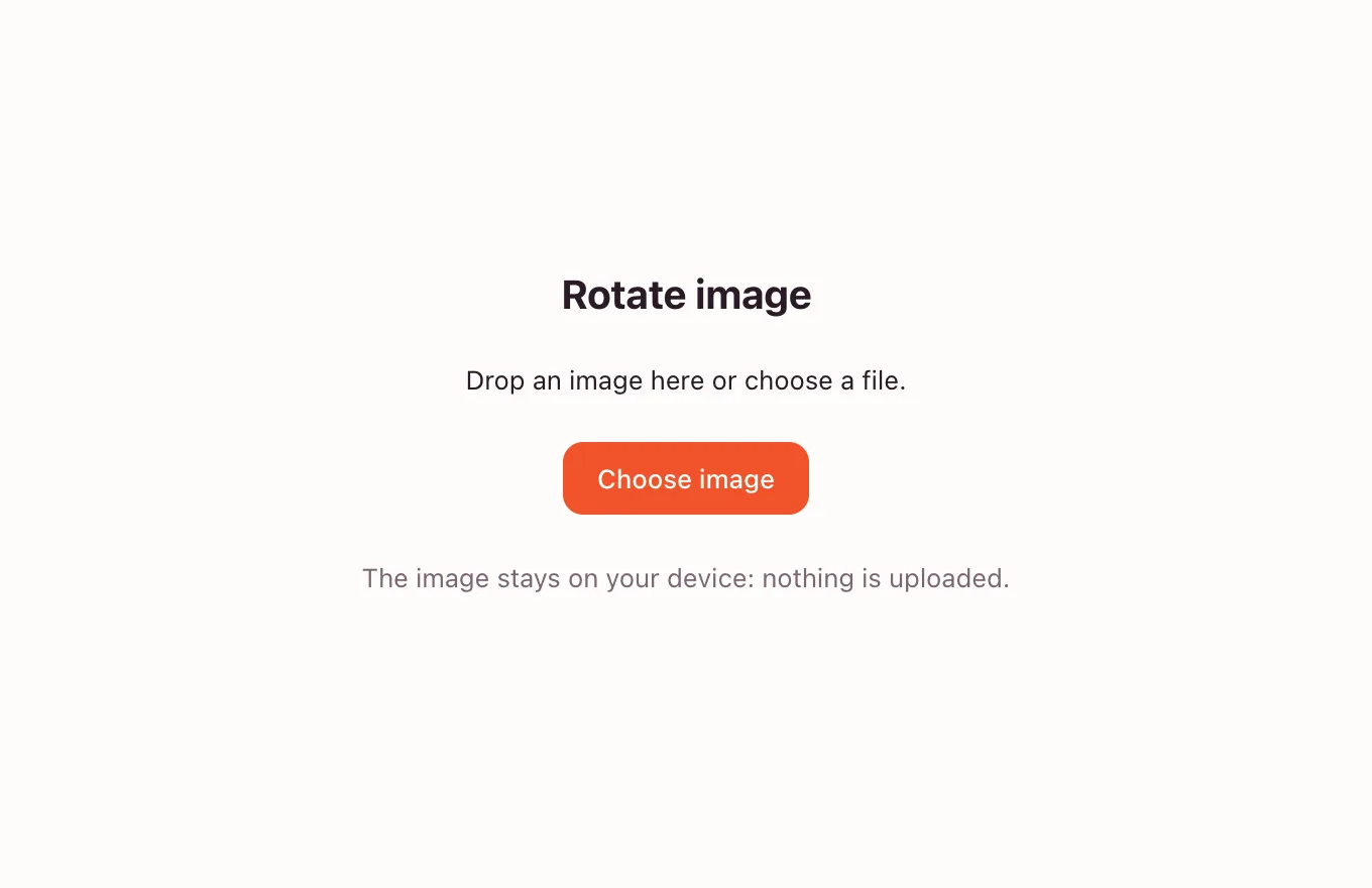 Rotate image — the tool waiting for a file: drop one or choose an image